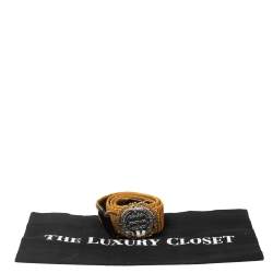 Pre Owned Dolce & Gabbana Mustard Elastic Gaufre Heritage Buckle Belt 70CM 