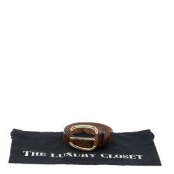 مملوكة مسبقًا Dolce & Gabbana Brown Snakeskin Buckle Belt 85 CM