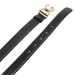Pre Owned Dolce & Gabbana Black Leather DG Logo Buckle Belt 90CM