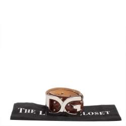 Pre Owned حزام دولتشي & غابانا  بغروميت جلد بني بشعار DG مرصع 95 سم