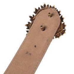 Pre Owned Dolce & Gabbana Pale Pink Leather Devotion Heart Belt 85CM