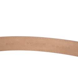 Pre Owned Dolce & Gabbana Pale Pink Leather Devotion Heart Belt 85CM