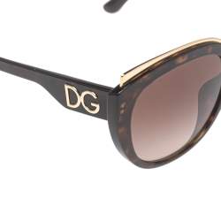 Pre Owned نظارة شمسية دولتشي أند غابانا كبيرة جداً متدرجة 0432/G/S هافانا بني