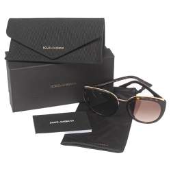 Pre Owned نظارة شمسية دولتشي أند غابانا كبيرة جداً متدرجة 0432/G/S هافانا بني