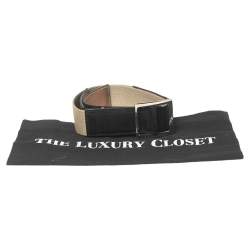 Pre Owned Dolce & Gabbana Black/Cream Canvas and Leather Buckle Belt 85CM