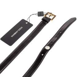 مملوكة مسبقًا Dolce & Gabbana Black Leather Buckle Belt 90CM