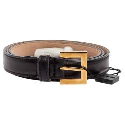 مملوكة مسبقًا Dolce & Gabbana Black Leather Buckle Belt 90CM