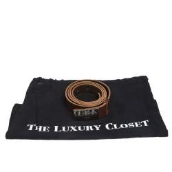 مملوكة مسبقًا حزام دولتشي & غابانا جلد بني بحلية شعار معدن  95 سم