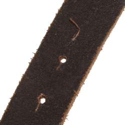 مملوكة مسبقًا حزام دولتشي & غابانا جلد بني بحلية شعار معدن  95 سم