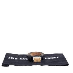 مملوكة مسبقًا حزام دولتشي أند غابانا جلد أسود لوحة شعار الماركة 90 سم