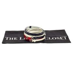 Pre Owned D&G Multicolor Patent Leather Triple Slim Waist Belt 90CM