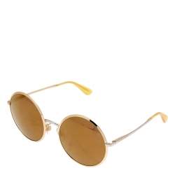 Pre Owned Dolce & Gabbana Two Tone Gold/Brown Mirrored DG 2155 Round Sunglasses