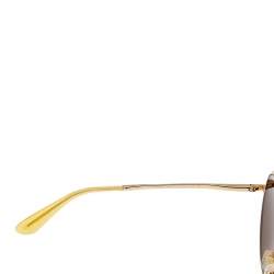 Pre Owned Dolce & Gabbana Two Tone Gold/Brown Mirrored DG 2155 Round Sunglasses