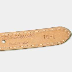 Pre Owned Dolce & Gabbana Leather Crystals Gold Tone Metal Collar Necklace