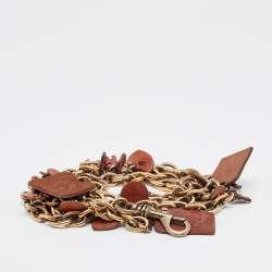 Pre Owned Dolce & Gabbana Brown Leather And Gold Tone Metal Waist Belt 105CM