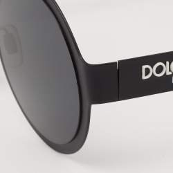 Pre Owned Dolce & Gabbana Black Tone/ Grey DG2234 Round Sunglasses