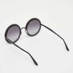 Pre Owned Dolce & Gabbana Black / Grey Gradient DG 2170-B Crystal Embellished Round Sunglasses