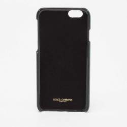 Pre Owned Dolce & Gabbana Green Lizard Embossed Leather Crystal Embellished  iPhone 6 Case