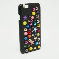 Pre Owned Dolce & Gabbana Black Leather Embellished iPhone 6 Cover
