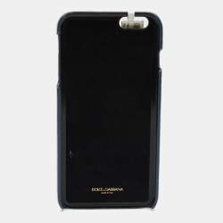 Pre Owned Dolce & Gabbana Light Blue Leather Embellished iPhone 6 Plus Cover