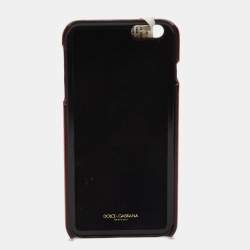 Pre Owned Dolce & Gabbana Red Leather Embellished iPhone 6 Plus Cover