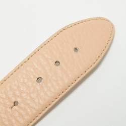 Pre Owned Dolce & Gabbana Light Pink Leather DG Logo Belt 90CM