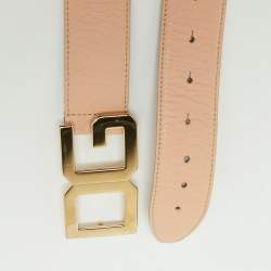Pre Owned Dolce & Gabbana Light Pink Leather DG Logo Belt 90CM