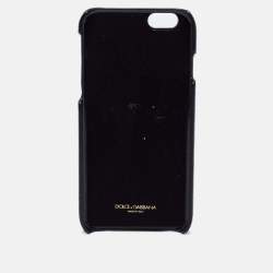 Pre Owned Dolce & Gabbana Black Leather Embellished iPhone 6 Cover