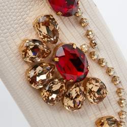 Pre Owned Dolce & Gabbana Pink Lizard Embossed Leather Crystal Embellished iPhone 6 Case