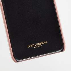 Pre Owned Dolce & Gabbana Pink Lizard Embossed Leather Crystal Embellished iPhone 6 Case
