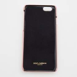 Pre Owned Dolce & Gabbana Pink Lizard Embossed Leather Crystal Embellished iPhone 6 Case