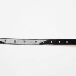 Pre Owned Dolce & Gabbana Black Patent Leather DG Buckle Slim Belt 85CM