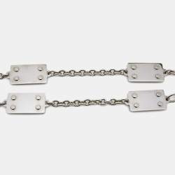 Pre Owned حزام دولتشي أند غابانا لوحة شعار الماركة معدن وجلد فضي/وردي بسلسلة 90 سم