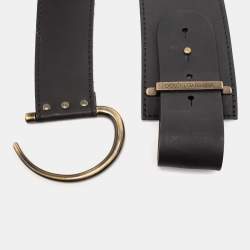 Pre Owned حزام خصر دولتشي أند غابانا جلد أسود حلقة حرف دي 90 سم