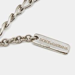 مملوكة مسبقًا حزام دولتشي أند غابانا معدن فضي اللون ومزخرف كريستال بنفسجي