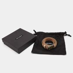 Pre Owned حزام دولتشي أند غابانا جلد بيج لوحة شعار الماركة رفيع 80 سم