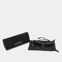 Pre Owned نظارة شمسية دولتشي أند غابانا DG2197 سوداء/رصاصي متدرجة نمط كبير