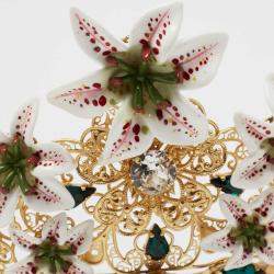 مملوكة مسبقًا Dolce & Gabbana Gold Tone Lilly & Crystal Embellished Tiara