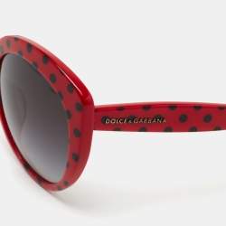 Pre Owned Dolce & Gabbana Red Pois Grey Gradient DG 4227 Cat Eye Sunglasses