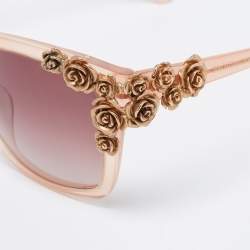 Pre Owned نظارة شمسية دولتشي أ ند غابانا DG4179 موردة مربعة متدرجة بني/وردي باهت