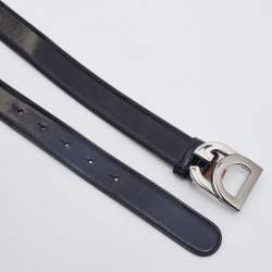Pre Owned Dolce & Gabbana Black Patent Leather Logo Buckle Belt 90CM
