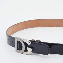 Pre Owned Dolce & Gabbana Black Patent Leather Logo Buckle Belt 90CM