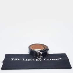 Pre Owned Dolce & Gabbana Black Patent Leather Logo Buckle Belt 90CM