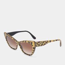 Pre Owned Dolce & Gabbana Leo Glitter/Brown Gradient DG4370 Cat-Eye Sunglasses