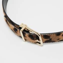 Pre Owned Dolce & Gabbana Brown Leopard Print Calf Hair Buckle Belt 70 CM