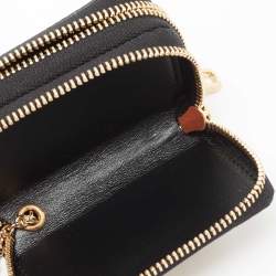 Dolce & Gabbana Black Leopard Print Leather Logo Coin Purse Key-Ring 