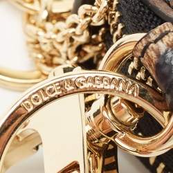 Dolce & Gabbana Black Leopard Print Leather Logo Coin Purse Key-Ring 