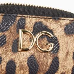 Dolce & Gabbana Black Leopard Print Leather Logo Coin Purse Key-Ring 
