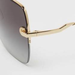 Pre Owned Dolce & Gabbana Gold Tone/ Grey Gradient Oversized Sunglasses