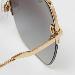 Pre Owned Dolce & Gabbana Gold Tone/ Grey Gradient Oversized Sunglasses